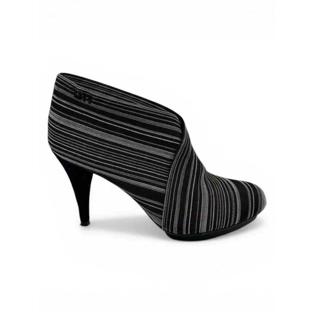 United Nude Booties Womens 40 Black Fold Hi Striped Elastic Architectural Heel